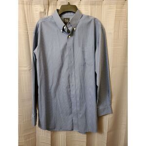 Men's Blue checked Jos A Bank Traveler Button Down‎ Shirt